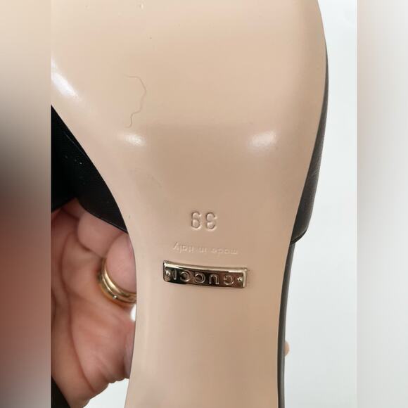 GUCCI Black leather Madelyn Crystal G Mules Block heel  EU 39 - Picture 4 of 13